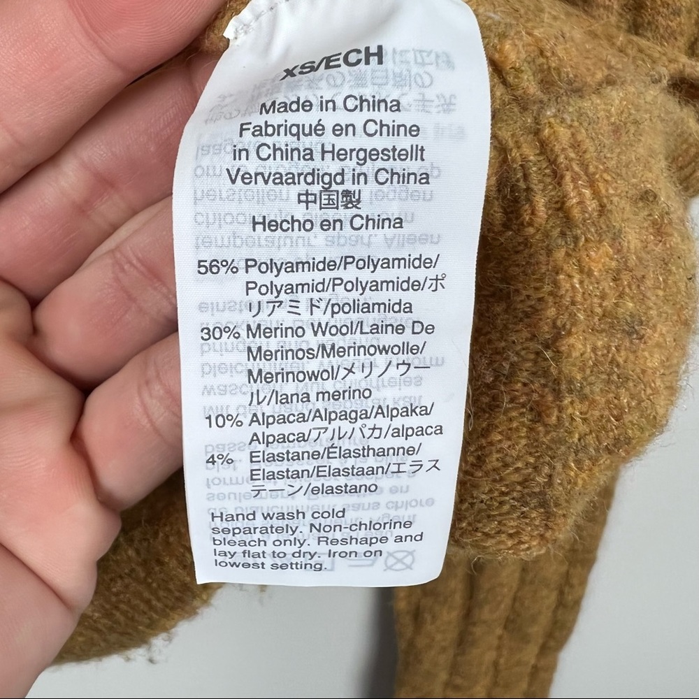 MADEWELL Sweater Turtleneck Merino Wool Heathered Mustard Yellow Ribbed Size XS - Picture 6 of 7